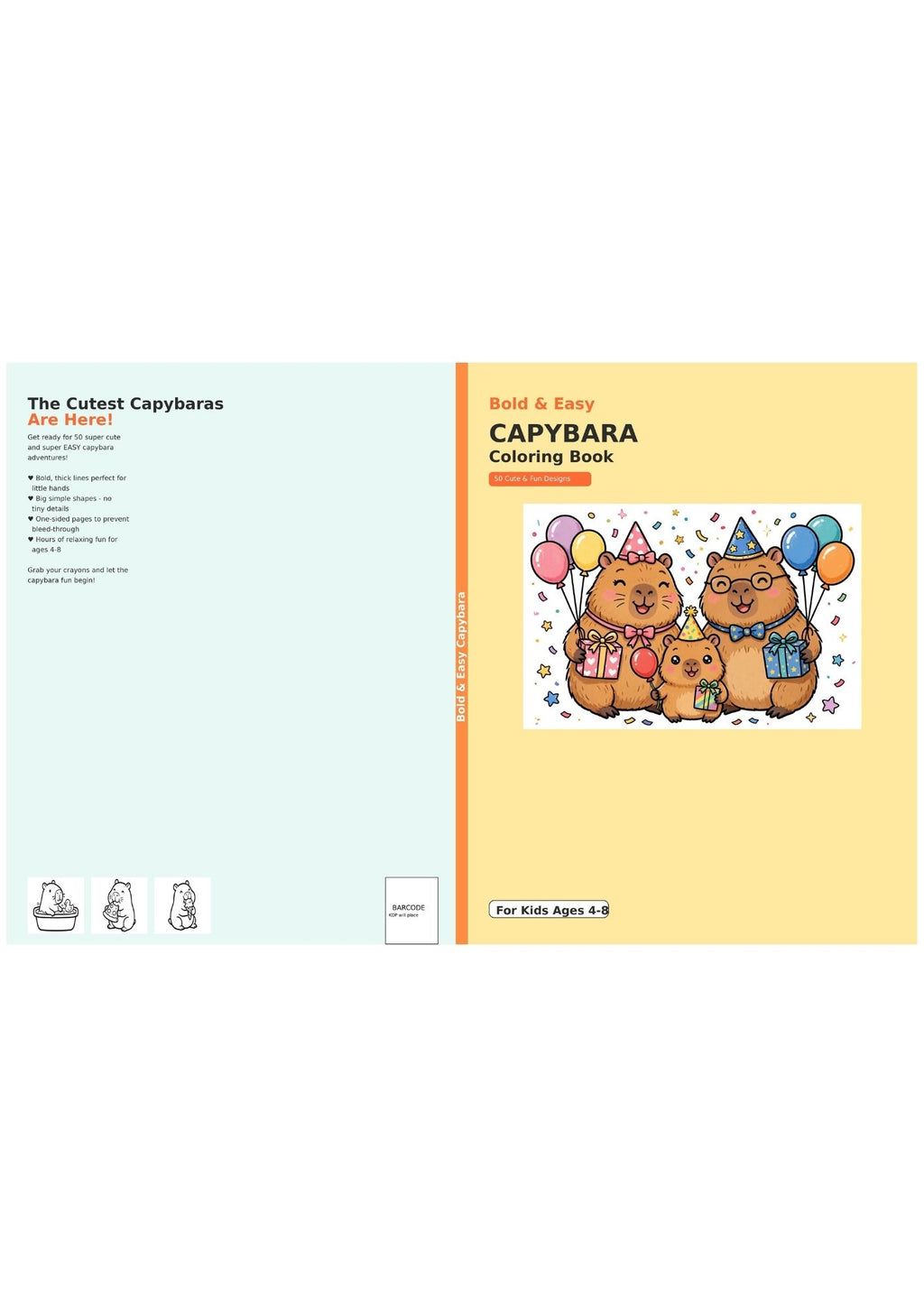 Bold and Easy Capybara Coloring Book