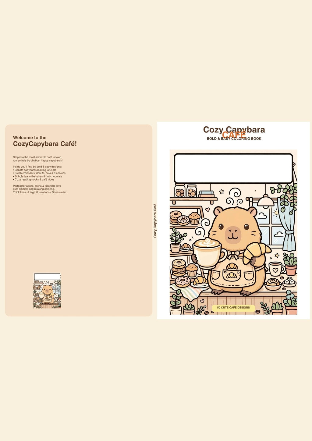 Cozy Capybara Café – Bold & Easy Coloring Book