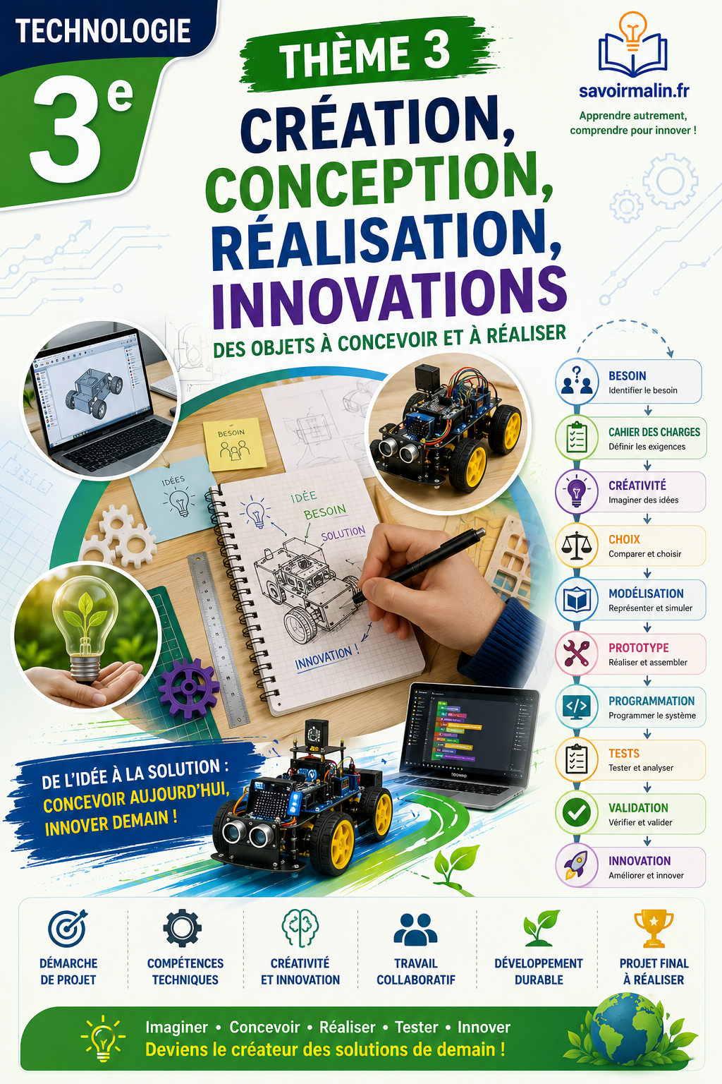 Cours Technologie 3e PDF – Thème 3 Conception et Réalisation