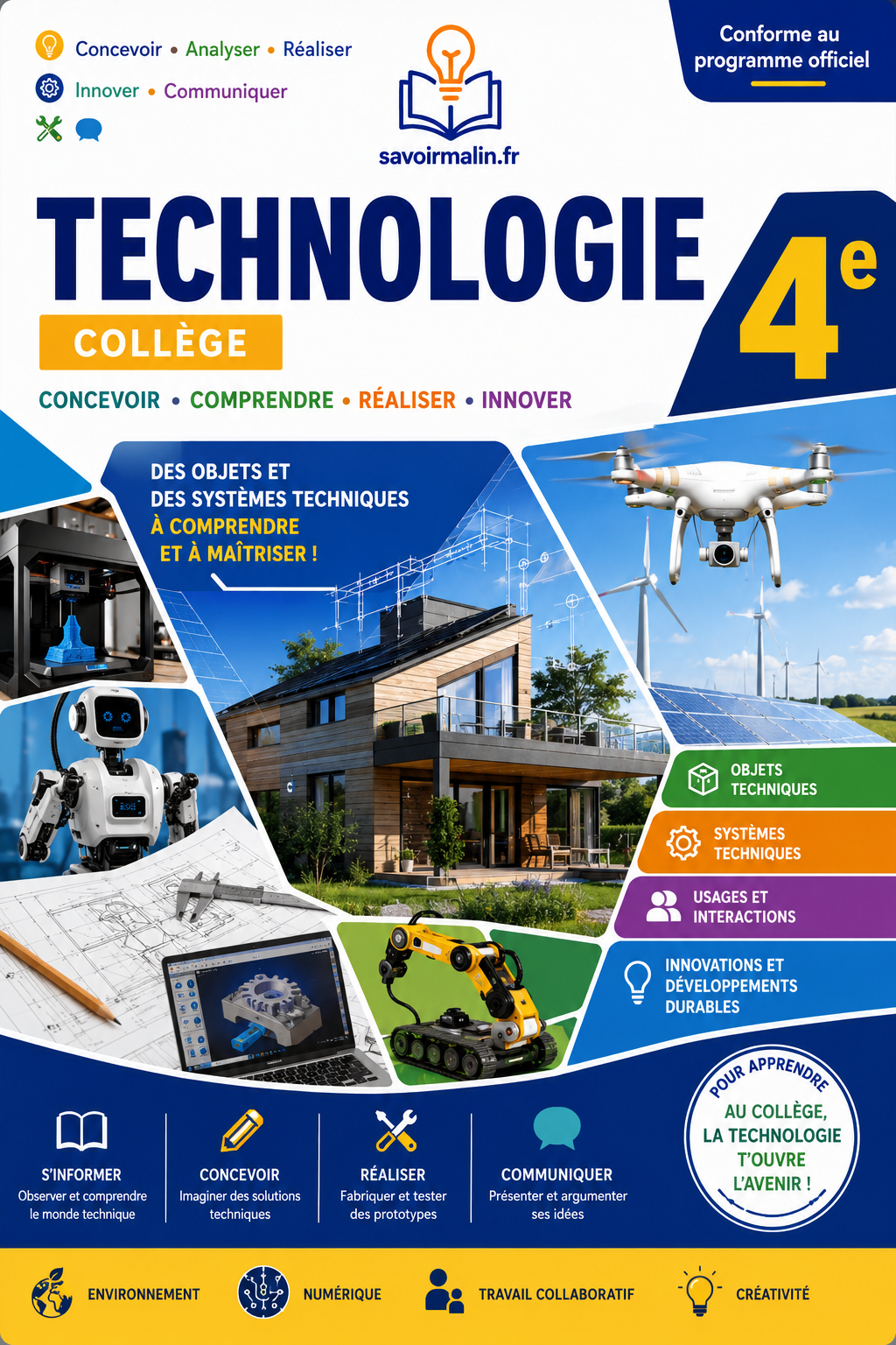 Technologie 4e Collège PDF – Cours Complet, Exercices et Révisions